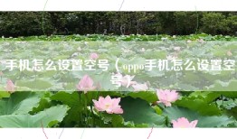 手机怎么设置空号（oppo手机怎么设置空号）
