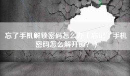 忘了手机解锁密码怎么办（忘记了手机密码怎么解开锁？）