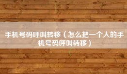 手机号码呼叫转移（怎么把一个人的手机号码呼叫转移）