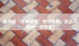 亚马逊“卖家精灵”使用教程，选品关键词一招搞定！