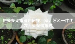 拼多多无货源如何找厂家，怎么一件代发丨多多情报通