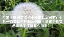 苹果手机突然震动不停是怎么回事？手机一直震动不停怎么回事「苹果手机突然震动不停是怎么回事？」
