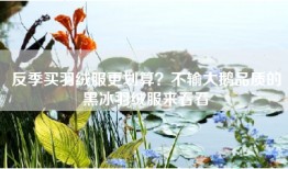 反季买羽绒服更划算？不输大鹅品质的黑冰羽绒服来看看