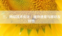 三、网站技术优化：提升速度与移动友好性