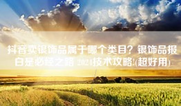 抖音卖银饰品属于哪个类目？银饰品报白是必经之路 2024技术攻略!(超好用)
