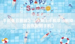 手机录音删掉怎么恢复（手机录音删掉怎么恢复到手机）