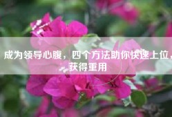 成为领导心腹，四个方法助你快速上位，获得重用