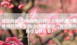 成品网站CRM短视频的样式：如何通过短视频打造专业的CRM系统展示，提升客户粘性与转化率！