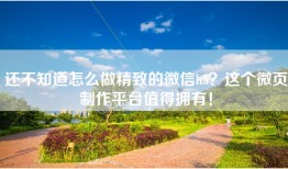 还不知道怎么做精致的微信h5？这个微页制作平台值得拥有！