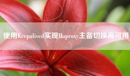 使用Keepalived实现Haproxy主备切换高可用
