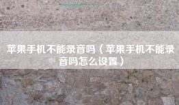 苹果手机不能录音吗（苹果手机不能录音吗怎么设置）