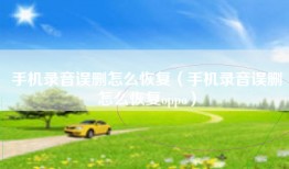 手机录音误删怎么恢复（手机录音误删怎么恢复oppo）