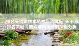 seo排名关键词搜索结果怎么填写_关于 SEO 排名关键词搜索结果填写的深度分析