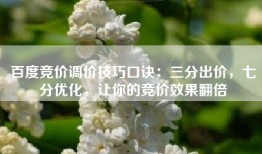 百度竞价调价技巧口诀：三分出价，七分优化，让你的竞价效果翻倍