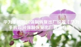 华为手机如何强制恢复出厂设置（华为手机如何强制恢复出厂设置方法）