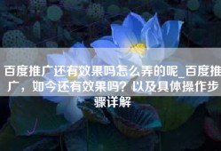 百度推广还有效果吗怎么弄的呢_百度推广，如今还有效果吗？以及具体操作步骤详解
