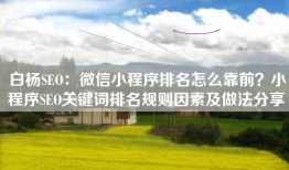 白杨SEO：微信小程序排名怎么靠前？小程序SEO关键词排名规则因素及做法分享