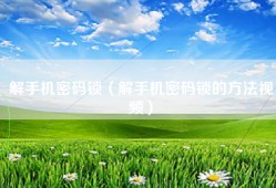 解手机密码锁（解手机密码锁的方法视频）