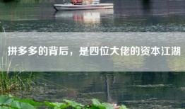 拼多多的背后，是四位大佬的资本江湖