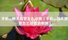 手机qq聊天背景怎么设置（手机qq聊天背景怎么设置透明啊）