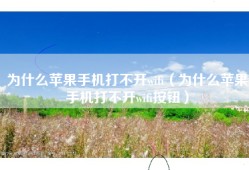 为什么苹果手机打不开wifi（为什么苹果手机打不开wifi按钮）