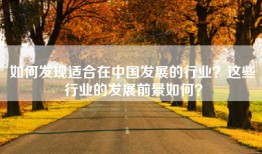 如何发现适合在中国发展的行业？这些行业的发展前景如何？