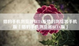 猎豹手机浏览器BETA版猎豹浏览器手机版「猎豹手机浏览器BETA版」