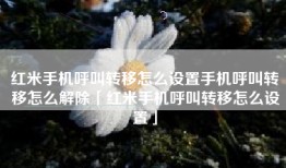 红米手机呼叫转移怎么设置手机呼叫转移怎么解除「红米手机呼叫转移怎么设置」