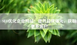 SEO优化企业网站：提升品牌曝光，获取更多客户
