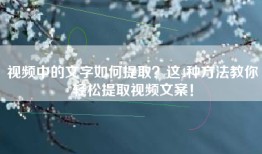 视频中的文字如何提取？这4种方法教你轻松提取视频文案！
