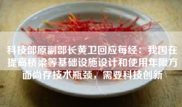 科技部原副部长黄卫回应每经：我国在提高桥梁等基础设施设计和使用年限方面尚存技术瓶颈，需要科技创新
