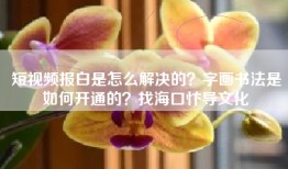 短视频报白是怎么解决的？字画书法是如何开通的？找海口忭导文化