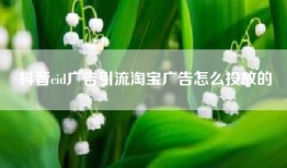 抖音cid广告引流淘宝广告怎么投放的