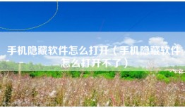 手机隐藏软件怎么打开（手机隐藏软件怎么打开不了）