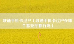 联通手机卡过户（联通手机卡过户在哪个营业厅都行吗）