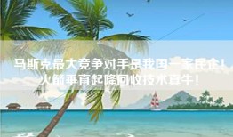 马斯克最大竞争对手是我国一家民企！火箭垂直起降回收技术真牛！