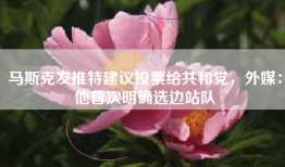 马斯克发推特建议投票给共和党，外媒：他首次明确选边站队