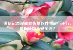 微信记录误删除恢复软件到底行不行，能保证隐私安全吗？
