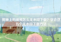 剪映上的视频怎么无水印下载？学会这五个无水印下载方法