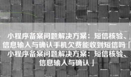 小程序备案问题解决方案：短信核验、信息输入与确认手机欠费能收到短信吗「小程序备案问题解决方案：短信核验、信息输入与确认」