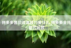 拼多多售价设置技巧是什么 拼多多全托管代运营