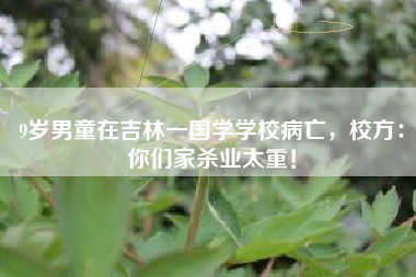 9岁男童在吉林一国学学校病亡，校方：你们家杀业太重！