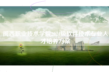 闽西职业技术学院2024级软件技术专业人才培养方案