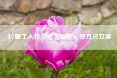 讨薪工人持刀杀害组长，警方已立案