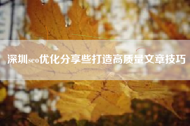 深圳seo优化分享些打造高质量文章技巧