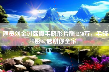 演员刘金讨薪曝毛晓彤片酬1250万，毛晓彤：感谢你全家