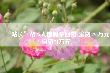 “站长”帮25人造假拿回扣 骗贷426万元自留74万元