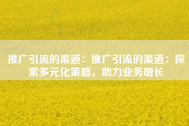 推广引流的渠道：推广引流的渠道：探索多元化策略，助力业务增长