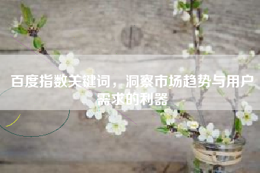 百度指数关键词，洞察市场趋势与用户需求的利器