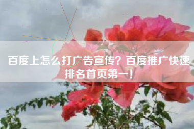 百度上怎么打广告宣传？百度推广快速排名首页第一！
